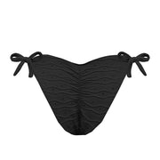 Ribbed Black Brazilian Tie Side Scrunch Bikini Bottom