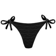 Ribbed Black Brazilian Tie Side Scrunch Bikini Bottom