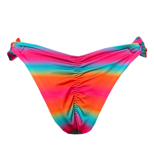 Colorful Rainbow Brazilian Classic Side Scrunch Bikini Bottom