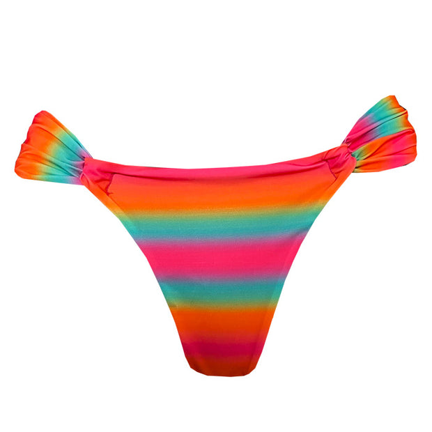 Colorful Rainbow Brazilian Classic Side Scrunch Bikini Bottom