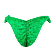 Ribbed Green Brazilian Classic Side Scrunch Bikini Bottom