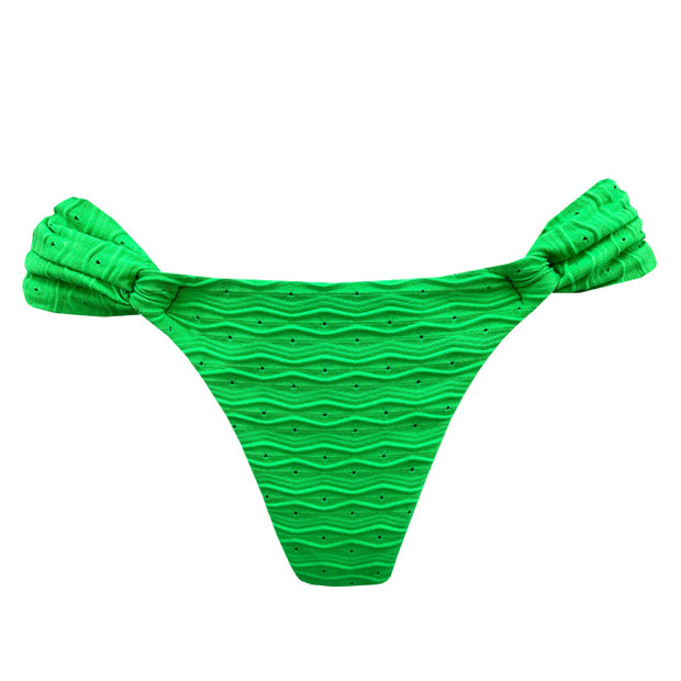 Ribbed Green Brazilian Classic Side Scrunch Bikini Bottom