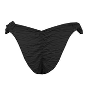 Ribbed Black Brazilian Classic Side Scrunch Bikini Bottom