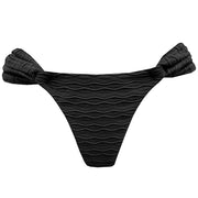 Ribbed Black Brazilian Classic Side Scrunch Bikini Bottom