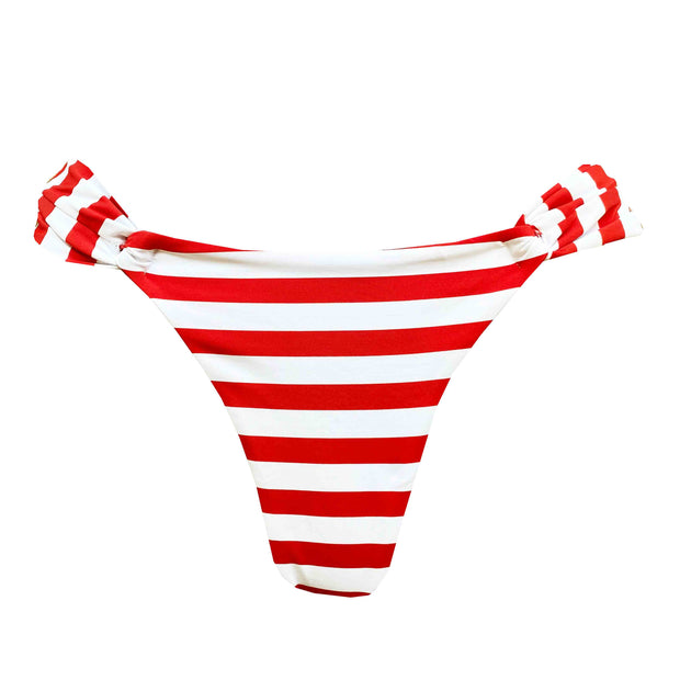 Red Stripes Brazilian Classic Side Scrunch Bikini Bottom