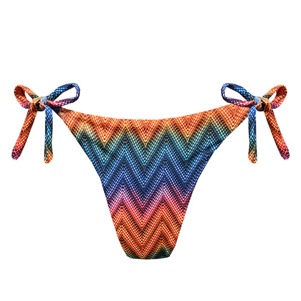 Colorful Chevron Stripes Brazilian Tie Side Scrunch Bikini Bottom