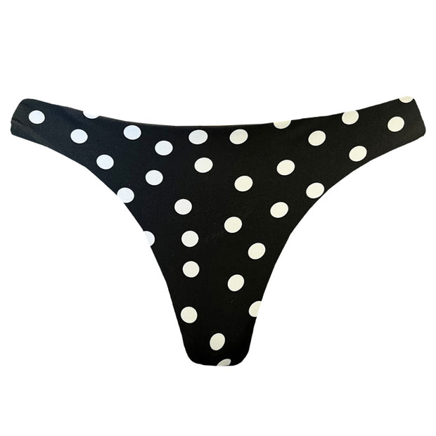 Black White Polka Dots Classic Side Scrunch Bikini Bottom
