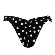 Black White Polka Dots Brazilian Classic Side Scrunch Bikini Bottom