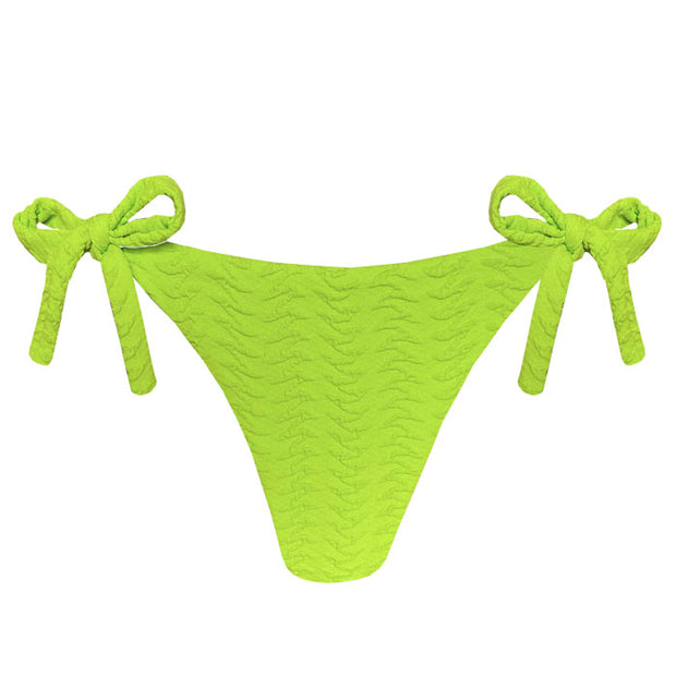 Ribbed Green Apple Brazilian Tie Side Scrunch Bikini Bottom