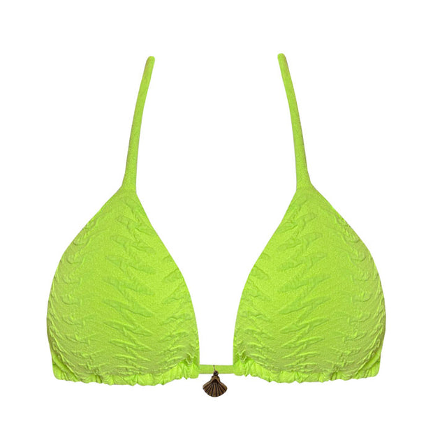 Ribbed Green Apple Brazilian Triangle Bikini Top